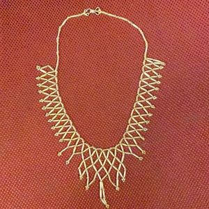 Handmade necklace silver clear white grey